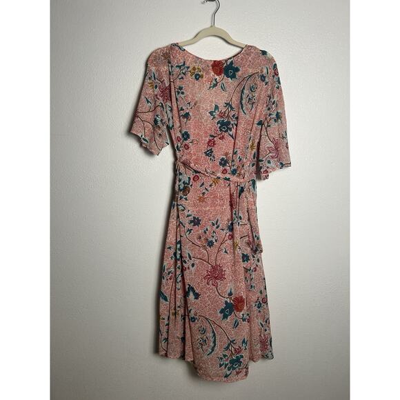 Anthropologie Maeve Red Boho Floral Adelaide Wrap Dress Size Med - Picture 6 of 7